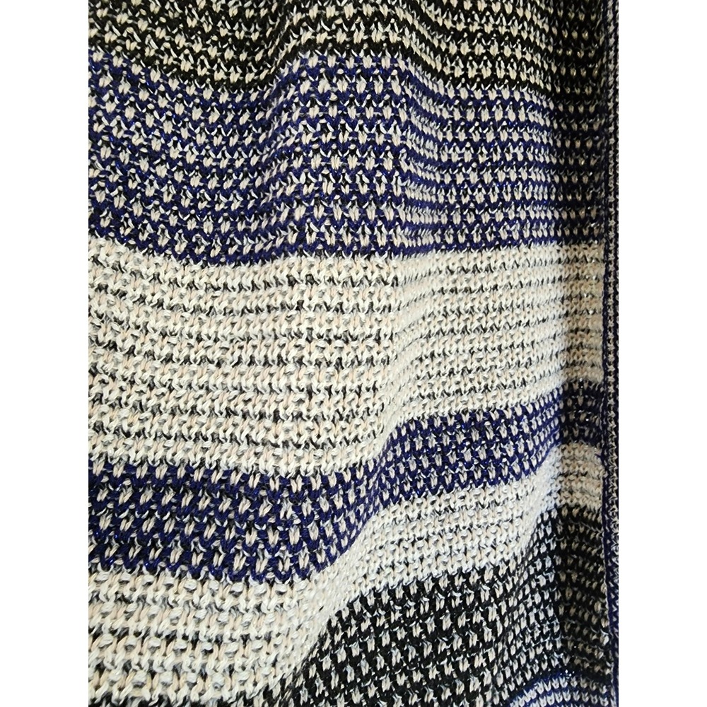 Westport Woman 1X Open Front Striped Knit Cardigan Blue Beige Long Sweater - Picture 2 of 7
